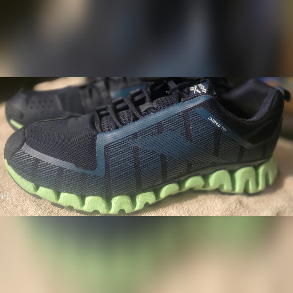 Reebok ZigTech Navy Blue & Lime Green Running Shoes
